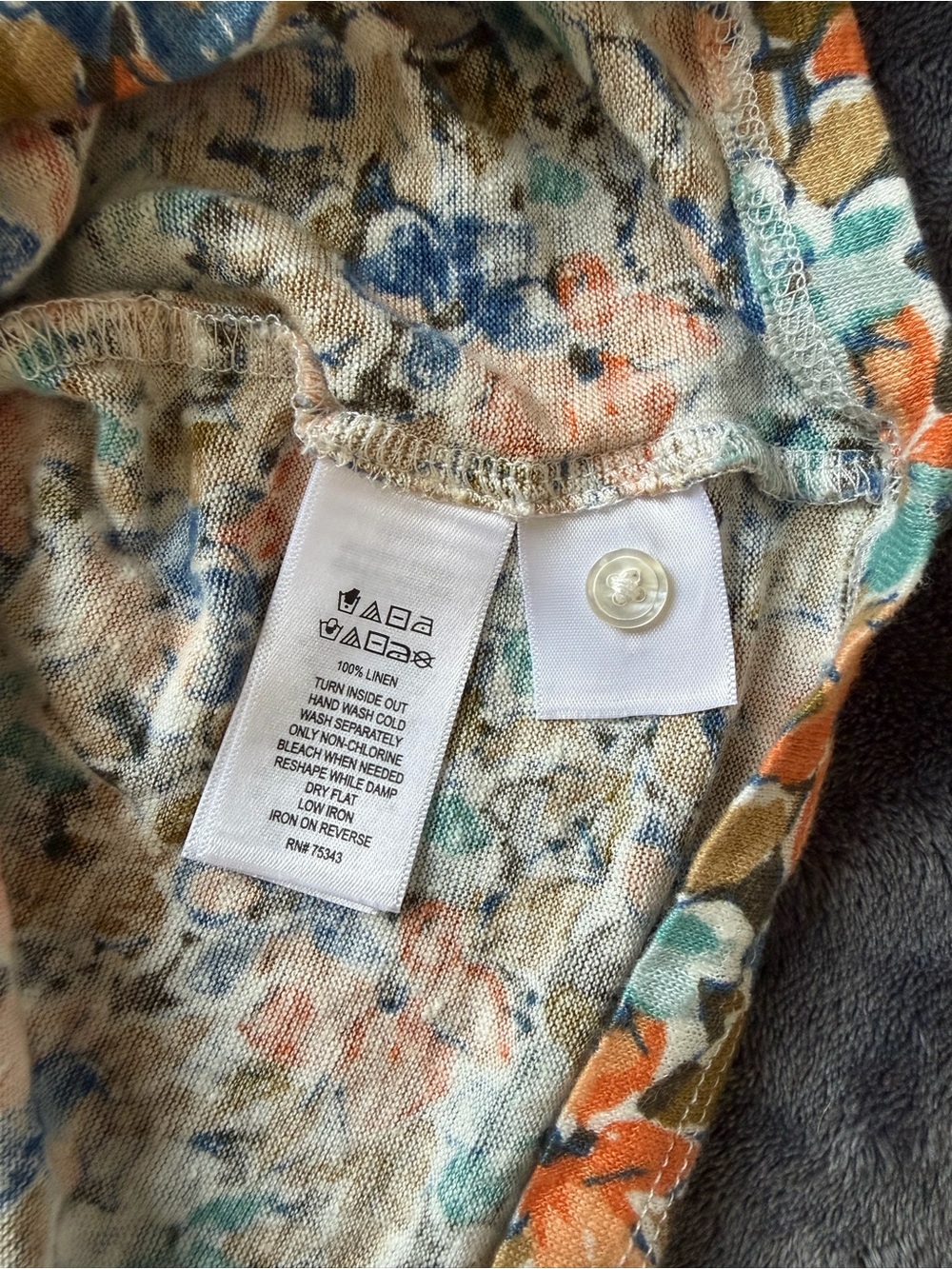 Laura Ashley Multicolor Floral Button-Front Short Sleeve Blouse - Picture 8 of 9